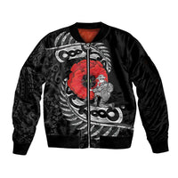 ANZAC Day Aotearoa Silver Fern Maori Personalised Sleeve Zip Bomber Jacket