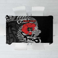 ANZAC Day Aotearoa Silver Fern Maori Personalised Tablecloth LT9 Black - Polynesian Pride