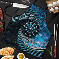 New Zealand Darts Personalised Apron Aotearoa Silver Fern Blue Papua Shell Spirit - Polynesian Pride