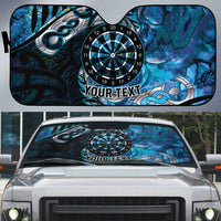 New Zealand Darts Personalised Auto Sun Shade Aotearoa Silver Fern Blue Papua Shell Spirit - Polynesian Pride