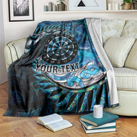 New Zealand Darts Personalised Blanket Aotearoa Silver Fern Blue Papua Shell Spirit LT9 Blue - Polynesian Pride