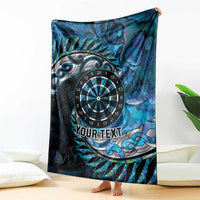 New Zealand Darts Personalised Blanket Aotearoa Silver Fern Blue Papua Shell Spirit LT9 - Polynesian Pride