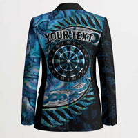 New Zealand Darts Personalised Blazer Aotearoa Silver Fern Blue Papua Shell Spirit - Polynesian Pride