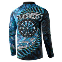 New Zealand Darts Personalised Button Sweatshirt Aotearoa Silver Fern Blue Papua Shell Spirit LT9 - Polynesian Pride