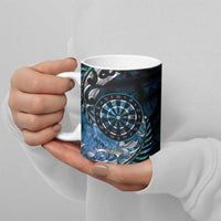 New Zealand Darts Personalised Ceramic Mug Aotearoa Silver Fern Blue Papua Shell Spirit - Polynesian Pride