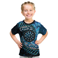 New Zealand Darts Personalised Kid T Shirt Aotearoa Silver Fern Blue Papua Shell Spirit