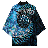 New Zealand Darts Personalised Kimono Aotearoa Silver Fern Blue Papua Shell Spirit - Polynesian Pride