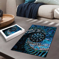 New Zealand Darts Personalised Puzzle Aotearoa Silver Fern Blue Papua Shell Spirit - Polynesian Pride