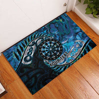 New Zealand Darts Personalised Rubber Doormat Aotearoa Silver Fern Blue Papua Shell Spirit LT9 - Polynesian Pride