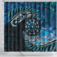 New Zealand Darts Personalised Shower Curtain Aotearoa Silver Fern Blue Papua Shell Spirit