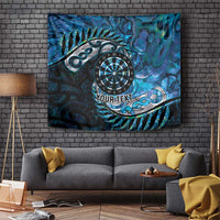 New Zealand Darts Personalised Tapestry Aotearoa Silver Fern Blue Papua Shell Spirit