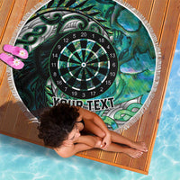 New Zealand Darts Personalised Beach Blanket Aotearoa Silver Fern Green Papua Shell Spirit LT9 - Polynesian Pride