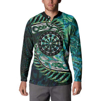 New Zealand Darts Personalised Button Sweatshirt Aotearoa Silver Fern Green Papua Shell Spirit LT9 - Polynesian Pride
