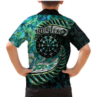 New Zealand Darts Personalised Family Matching Mermaid Dress and Hawaiian Shirt Aotearoa Silver Fern Green Papua Shell Spirit