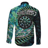 New Zealand Darts Personalised Family Matching Puletasi and Hawaiian Shirt Aotearoa Silver Fern Green Papua Shell Spirit