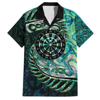 New Zealand Darts Personalised Hawaiian Shirt Aotearoa Silver Fern Green Papua Shell Spirit