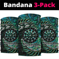 New Zealand Darts Personalised Neck Gaiter Aotearoa Silver Fern Green Papua Shell Spirit - Polynesian Pride