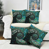New Zealand Darts Personalised Pillow Cover Aotearoa Silver Fern Green Papua Shell Spirit - Polynesian Pride