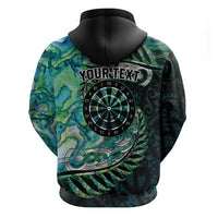 New Zealand Darts Personalised Zip Hoodie Aotearoa Silver Fern Green Papua Shell Spirit