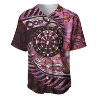 New Zealand Darts Personalised Baseball Jersey Aotearoa Silver Fern Pink Papua Shell Spirit