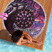New Zealand Darts Personalised Beach Blanket Aotearoa Silver Fern Pink Papua Shell Spirit LT9 - Polynesian Pride