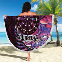 New Zealand Darts Personalised Beach Blanket Aotearoa Silver Fern Pink Papua Shell Spirit LT9 - Polynesian Pride