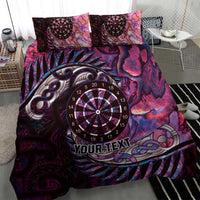 New Zealand Darts Personalised Bedding Set Aotearoa Silver Fern Pink Papua Shell Spirit
