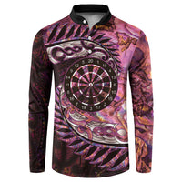 New Zealand Darts Personalised Button Sweatshirt Aotearoa Silver Fern Pink Papua Shell Spirit LT9 Pink - Polynesian Pride