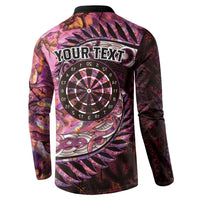 New Zealand Darts Personalised Button Sweatshirt Aotearoa Silver Fern Pink Papua Shell Spirit LT9 - Polynesian Pride
