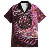 New Zealand Darts Personalised Family Matching Puletasi and Hawaiian Shirt Aotearoa Silver Fern Pink Papua Shell Spirit