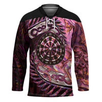 New Zealand Darts Personalised Hockey Jersey Aotearoa Silver Fern Pink Papua Shell Spirit - Polynesian Pride