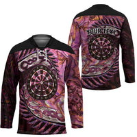 New Zealand Darts Personalised Hockey Jersey Aotearoa Silver Fern Pink Papua Shell Spirit - Polynesian Pride