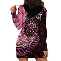 New Zealand Darts Personalised Hoodie Dress Aotearoa Silver Fern Pink Papua Shell Spirit