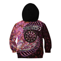 New Zealand Darts Personalised Kid Hoodie Aotearoa Silver Fern Pink Papua Shell Spirit