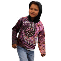 New Zealand Darts Personalised Kid Hoodie Aotearoa Silver Fern Pink Papua Shell Spirit