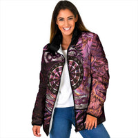 New Zealand Darts Personalised Padded Jacket Aotearoa Silver Fern Pink Papua Shell Spirit - Polynesian Pride