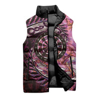 New Zealand Darts Personalised Sleeveless Puffer Jacket Aotearoa Silver Fern Pink Papua Shell Spirit - Polynesian Pride
