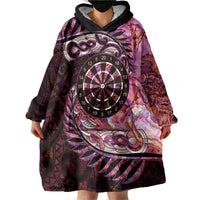 New Zealand Darts Personalised Wearable Blanket Hoodie Aotearoa Silver Fern Pink Papua Shell Spirit