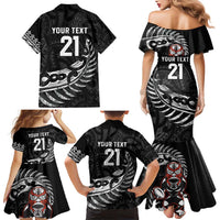 New Zealand Indigenous-Maori Rugby Custom Family Matching Mermaid Dress and Hawaiian Shirt