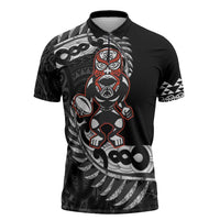New Zealand Indigenous-Maori Rugby Custom Zipper Polo Shirt - Polynesian Pride