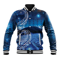 New Zealand Matariki Baseball Jacket Taniko Aramoana With Koru Galaxy Sky Night