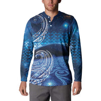 New Zealand Matariki Button Sweatshirt Taniko Aramoana With Koru Galaxy Sky Night