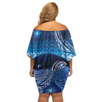 New Zealand Matariki Family Matching Off Shoulder Short Dress and Hawaiian Shirt Taniko Aramoana With Koru Galaxy Sky Night