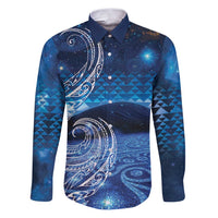 New Zealand Matariki Family Matching Puletasi and Hawaiian Shirt Taniko Aramoana With Koru Galaxy Sky Night