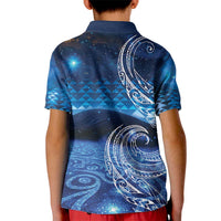 New Zealand Matariki Kid Polo Shirt Taniko Aramoana With Koru Galaxy Sky Night