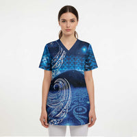 New Zealand Matariki Scrub Top Taniko Aramoana With Koru Galaxy Sky Night - Polynesian Pride