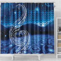 New Zealand Matariki Shower Curtain Taniko Aramoana With Koru Galaxy Sky Night