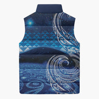 New Zealand Matariki Sleeveless Puffer Jacket Taniko Aramoana With Koru Galaxy Sky Night - Polynesian Pride
