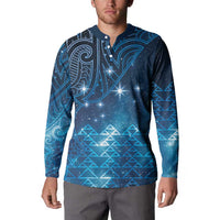 New Zealand Matariki Button Sweatshirt Taniko Aramoana With Maori Galaxy Sky Night