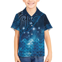 New Zealand Matariki Kid Hawaiian Shirt Taniko Aramoana With Maori Galaxy Sky Night